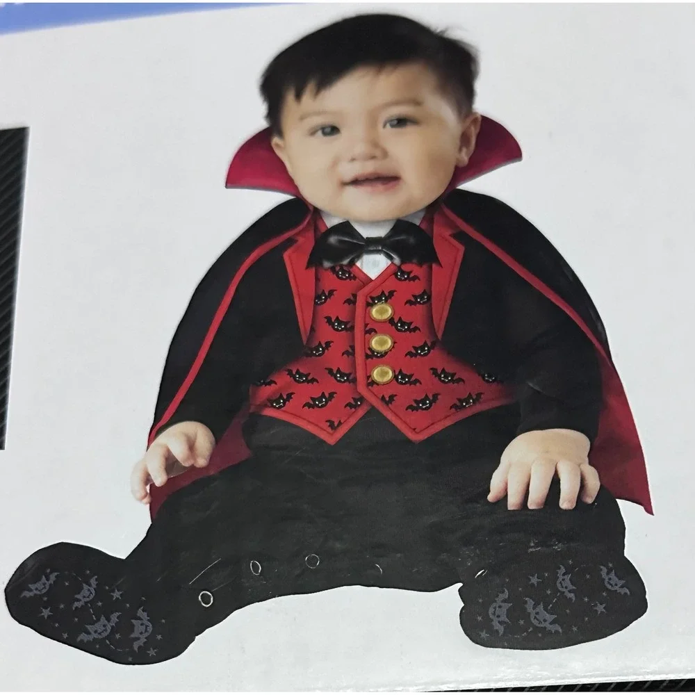 Vampire Baby Halloween Costume Jumpsuit Cape Set 0-6 Months NWT
